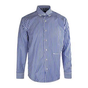 Aquascutum Mens Striped Long-Sleeved Shirt / Dark Blue